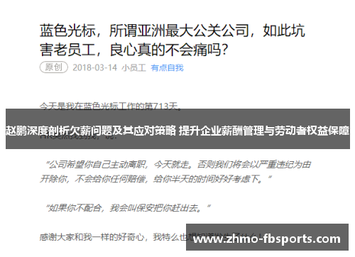 赵鹏深度剖析欠薪问题及其应对策略 提升企业薪酬管理与劳动者权益保障 赵鹏深度剖析欠薪问题及其应对策略 提升企业薪酬管理与劳动者权益保障
